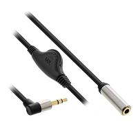 InLine 99253C Câble audio fin avec prise jack 3,5 mm mâle coudée/BU, avec contrôle du volume, 0,25 m