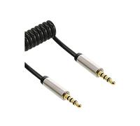 InLine Câble audio 99274 – 3,5 mm mâle à mâle stéréo 4 broches spirale mince 0,5 m Noir