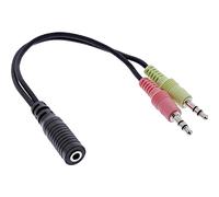 InLine Câble audio 99312 a 0,15 m 3,5 mm mâle vers 2×3,5 mm femelle Noir/Vert/Rouge