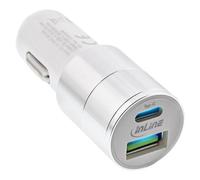 Inline - Adaptateur D'alimentation Pour Voiture - 3 A - Qc 3.0 - 2 Connecteurs De Sortie (Usb, 24 Pin Usb-C) - Blanc