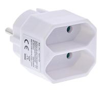 InLine® Adaptateur de prise avec protection de contact accrue, 2 prises européennes vers fiche de contact de protection, blanc, 16471D