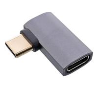 InLine® Adaptateur USB4, USB-C mâle vers USB-C Femelle coudé, débit de données 40 GB/s, Power Delivery 240 W, vidéo 8K @ 60 Hz, boîtier en Aluminium, Gris, 35900G