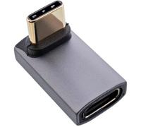 InLine® Adaptateur USB4, USB-C mâle vers USB-C Femelle coudé Haut/Bas, débit de données 40 GB/s, 240 W Power Delivery, vidéo 8K @ 60 Hz, boîtier en Aluminium, Gris, 35900I