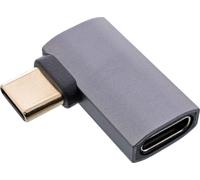 InLine® Adaptateur USB4, USB-C prise/prise femelle coudé à droite/à gauche, alu, gris