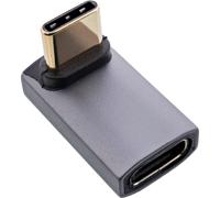 InLine® Adaptateur USB4, USB-C prise/prise femelle coudé(e) en haut/en bas, aluminium, gris