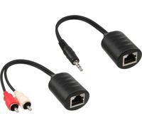 InLine® audio via RJ45 passif, 2x RCA 1x jack 3,5mm / RJ45 femelle, max. 50m