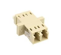 Inline bussola duplex lc lc per fibre ottiche multi mode, corpo in plastica beige, manicotto ceramico, montaggio a pannello