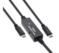 InLine Câble actif USB 3.2 Gen.1 - Fiche USB-C mâle vers USB-C mâle - Câble adaptateur avec amplification du signal - Rallonge longue distance - Pour disques durs, imprimantes, webcams et plus encore