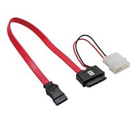 InLine® Câble adaptateur d'alimentation SATA, 1x SATA + 1x 13,34cm (5,25") prise femelle à 7+6 SlimSATA prise femelle, 0,3+0,15m (5V)