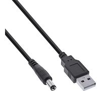 InLine® Câble adaptateur d'alimentation USB DC mâle vers fiche DC 5,5 x 2,10 mm Noir 1 m