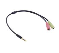 InLine® câble adaptateur pour casque audio, 3,5mm jack mâle 4 broches à 2x 3,5mm jack femelle, 0,25m
