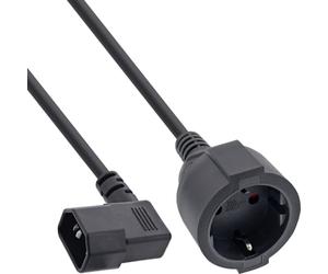 Inline Câble Adaptateur Secteur C14 coudé vers Contact de Protection | Jusqu'à 10 A, pour systèmes USV, gestion de câble compacte dans un espace limité, sans adaptateur intermédiaire