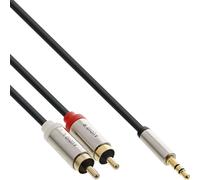 InLine® Câble audio mince jack 3,5mm mâle à 2x RCA mâle, 2m