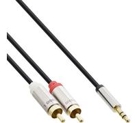InLine® Câble audio mince jack 3,5mm mâle à 2x RCA mâles, 3m