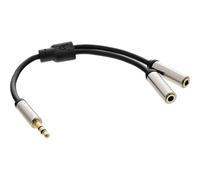 InLine® Câble audio Slim en Y jack 3,5mm ST vers 2x jack BU, 0,15m