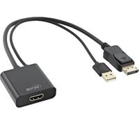 InLine® câble convertisseur HDMI BU vers DisplayPort ST, 4K, noir/or, 0,3m