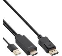 InLine® câble convertisseur HDMI vers DisplayPort, 4K/30Hz, noir, 1,5m