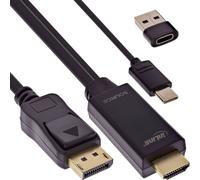 InLine® câble convertisseur HDMI vers DisplayPort, 4K60Hz, noir/or, 2m