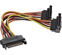 InLine® Câble courant en Y SATA, SATA BU/2x SATA ST, avec languettes de sécurité, 0,15m