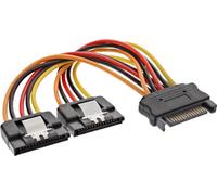 InLine® Câble courant en Y SATA, SATA prise femelle à 2x SATA ST avec languette, 0,15m