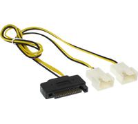 InLine® Câble courant en Y SATA, SATA prise femelle à 2x ventilateur (2pôles) prise, 0,30m