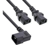 Inline Câble d'alimentation Y pour appareils froids, IEC-C14 vers 2 x | Finition noire, guide-câble peu encombrant pour des situations d'installation compactes