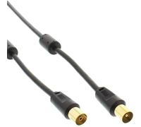 InLine® câble d'antenne Premium, 2x blindé, avec filtre, >85dB, noir, 1m