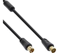 InLine® câble d'antenne Premium, 2x blindé, avec filtre, >85dB, noir, 5m