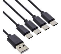 InLine® Câble de charge Y 4 en 1, USB-A vers 4 ports USB-C, jusqu'à 25 W de puissance de charge, quadruple câble de charge compact pour gadgets, pas de charge rapide, 0,5 m, 35146
