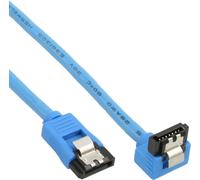InLine® Câble de raccordement SATA 6Gb/s rond, plié, bleu, avec languette, 0,5m