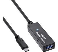InLine Câble d'extension actif USB 3.2 Gen.1 USB-C mâle vers USB-A femelle avec amplification du signal, longue distance, pour disques durs, imprimantes, webcams, claviers et plus encore 5 m 35650D