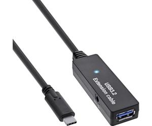 InLine Câble d'extension actif USB 3.2 Gen.1 USB-C mâle vers USB-A femelle avec amplification du signal, longue distance, pour disques durs, imprimantes, webcams, claviers et plus encore 5 m 35650D
