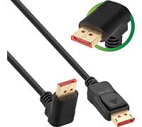 InLine Câble DisplayPort 1.4 8K/4K coudé vers le haut Noir/doré 2 m