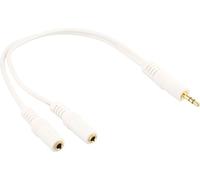 InLine® câble en Y jack, 3,5mm ST à 2x 3,5mm BU, stéréo, blanc/doré, 0,1m