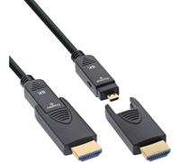 InLine® Câble HDMI AOC Ultra High Speed 2.1 avec connecteurs amovibles, 8K/4K HDR eARC, contacts plaqués or, flexible à poser, 10 m, 17910O
