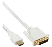 InLine® câble HDMI-DVI, blanc / or, HDMI prise sur DVI 18+1 prise, 5m