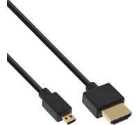 InLine® Câble HDMI Superslim A à D, HS avec éther, Premium, noir / or, 1,5m