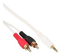 InLine Câble mini-jack 3,5 mm vers 2 x RCA 89929W Blanc/doré 10 m