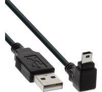 InLine® câble mini USB 2.0, ST A/Mini-B ST 5 broches, en bas coudé 90°, noir, 2m