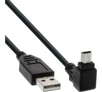 InLine® câble mini USB 2.0, ST A/Mini-B ST (5 broches) en haut incliné 90°, noir, 3m