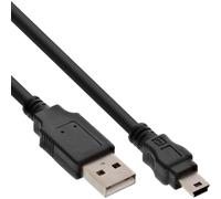 InLine® câble mini USB 2.0, USB A ST à Mini-B ST (5 broches), noir, 0,5m