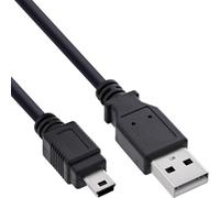 InLine Câble mini USB 2.0 USB-A vers mini USB-B, noir, 1 m | Jusqu'à 480 Mo/s, fiches trapézoïdales à 5 broches, contacts plaqués or, colliers de serrage nickelés