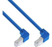 InLine® Câble patch 2 côtés coudé en bas, S/FTP, Cat.6, 250MHz, bleu, 1,5m