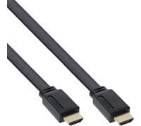 InLine® Câble plat HDMI High Speed avec Ethernet, contacts dorés, noir, 0,5m
