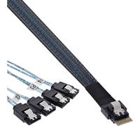 InLine® Câble SAS Slim, SFF-8654 4i vers 4x SATA 7 broches, 12Gb/s, 0,5m