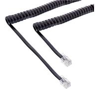 InLine® câble spiralé pour écouteur, RJ10 prise/prise, noir, max. 2m