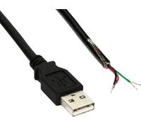 InLine® câble USB 2.0, A à extrémité ouverte, noir, 2m, bulk