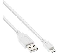 InLine Câble USB 2m Blanc - USB A vers Micro-USB B (2m, USB 2.0, Mâle/Mâle)