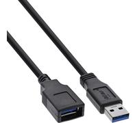 InLine® Câble USB 3.2 Gen.1, A prise / prise femelle, noir, 1,5m