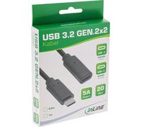InLine Câble USB 3.2 Gen.2x2, rallonge USB-C ST/BU, noir, 0,5 m